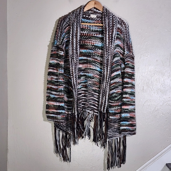 POL Striped Western Fringe Cardigan Multicolor - Picture 2 of 5